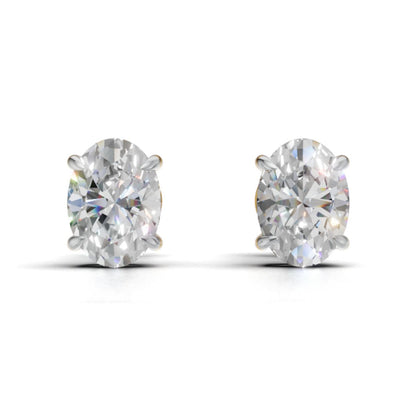 1.75 Carat Each Oval Lab Diamond Solitaires | 9K, 14K, 18K