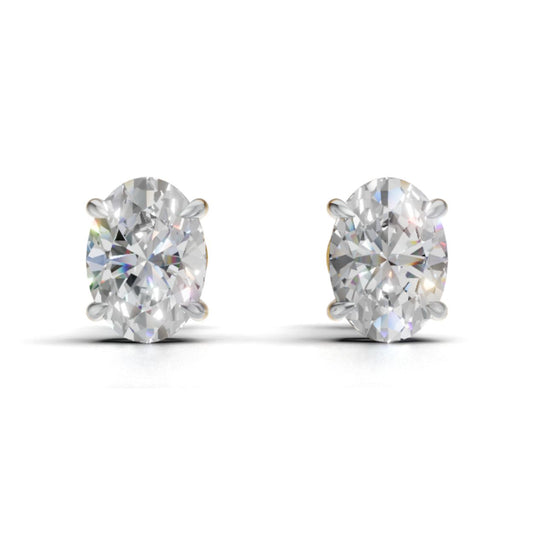 1.75 Carat Each Oval Lab Diamond Solitaires | 9K, 14K, 18K