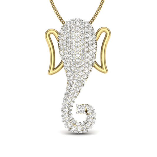Unisex Lord Ganesha Lab Grown Diamond Pendant Solid 9K 14K 18K Gold Ganpati Luxury Spiritual Jewelry Gift for Prosperity Protection Blessings