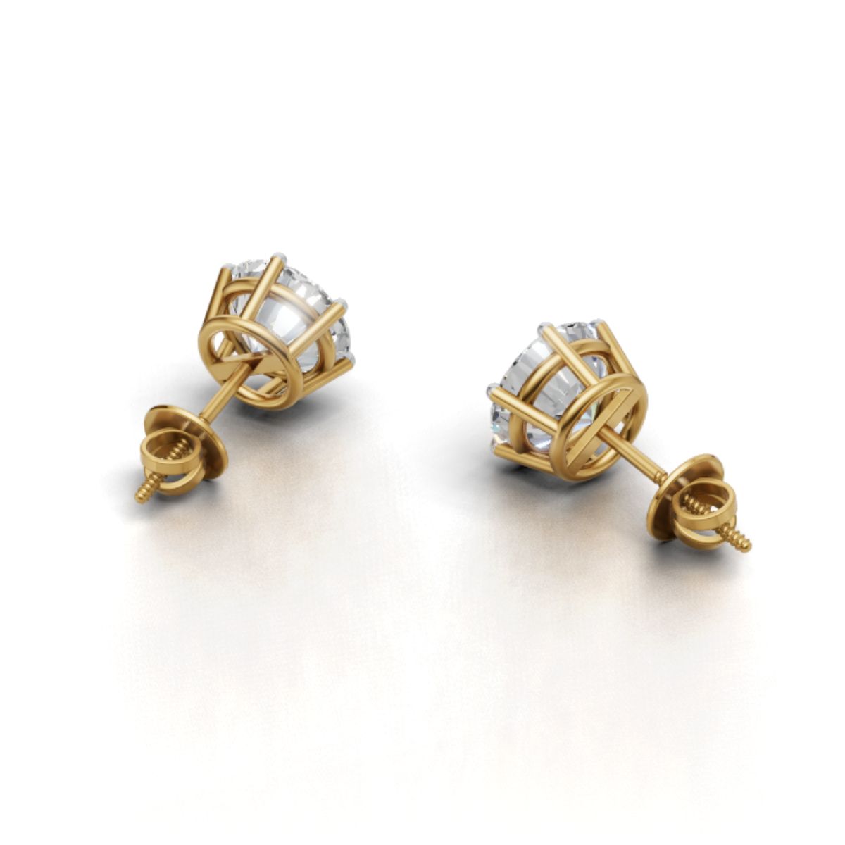 Avarta Sterling Silver 3 Carat Each Solitaire Stud Earrings