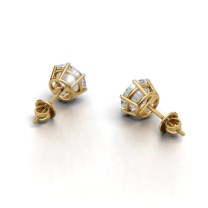 Avarta Sterling Silver 3 Carat Each Solitaire Stud Earrings