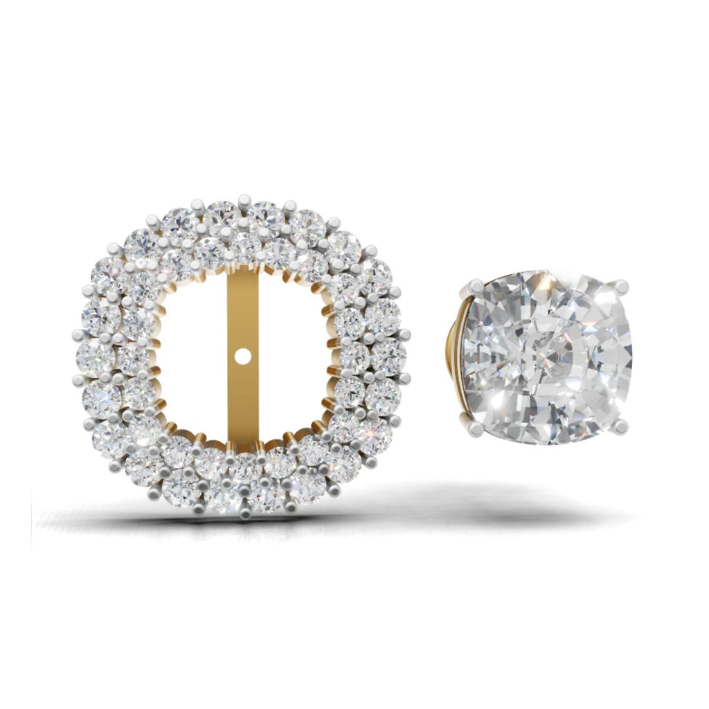 Avarta Elegance 3 Carat Each Double Halo Jacket Solitaire Studs With Moissanites