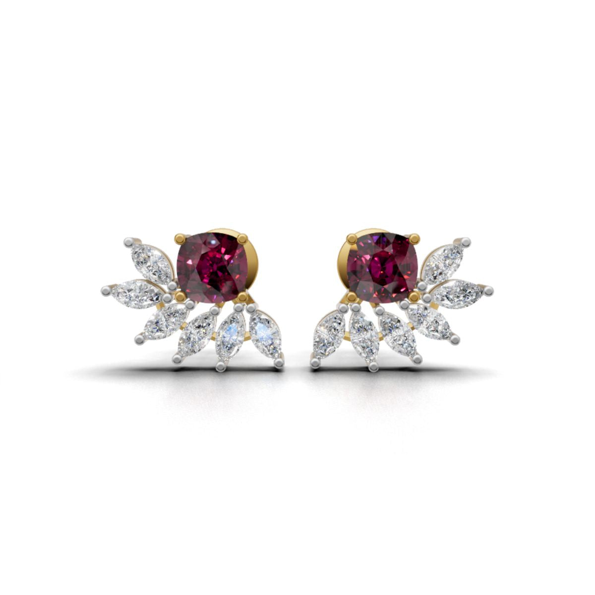 Avarta Gold Luxe Cushion Ruby Lab Diamond Earrings Main image