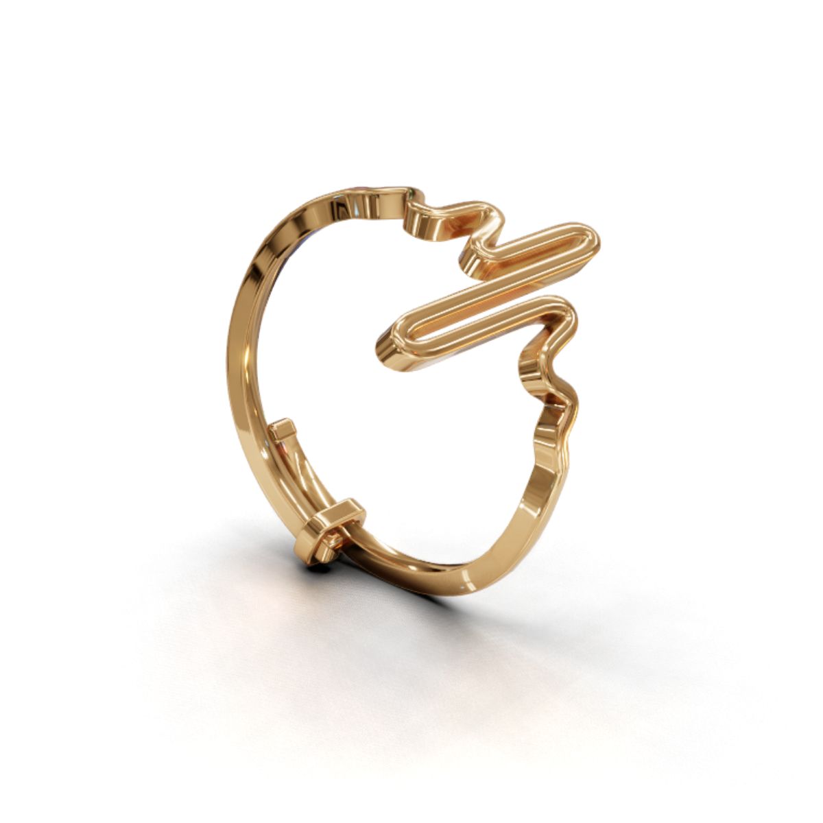 Avarta Sterling Silver Heart Beat Resizable Ring With Gold Polish