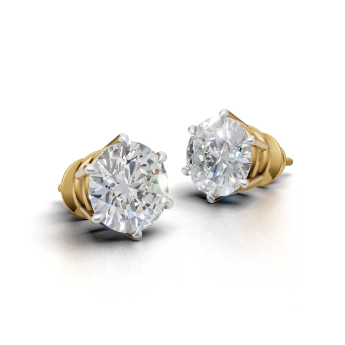 Avarta 18k Gold 2 Carat Each Moissanite Solitaire Studs Earring For Girls &amp; Women