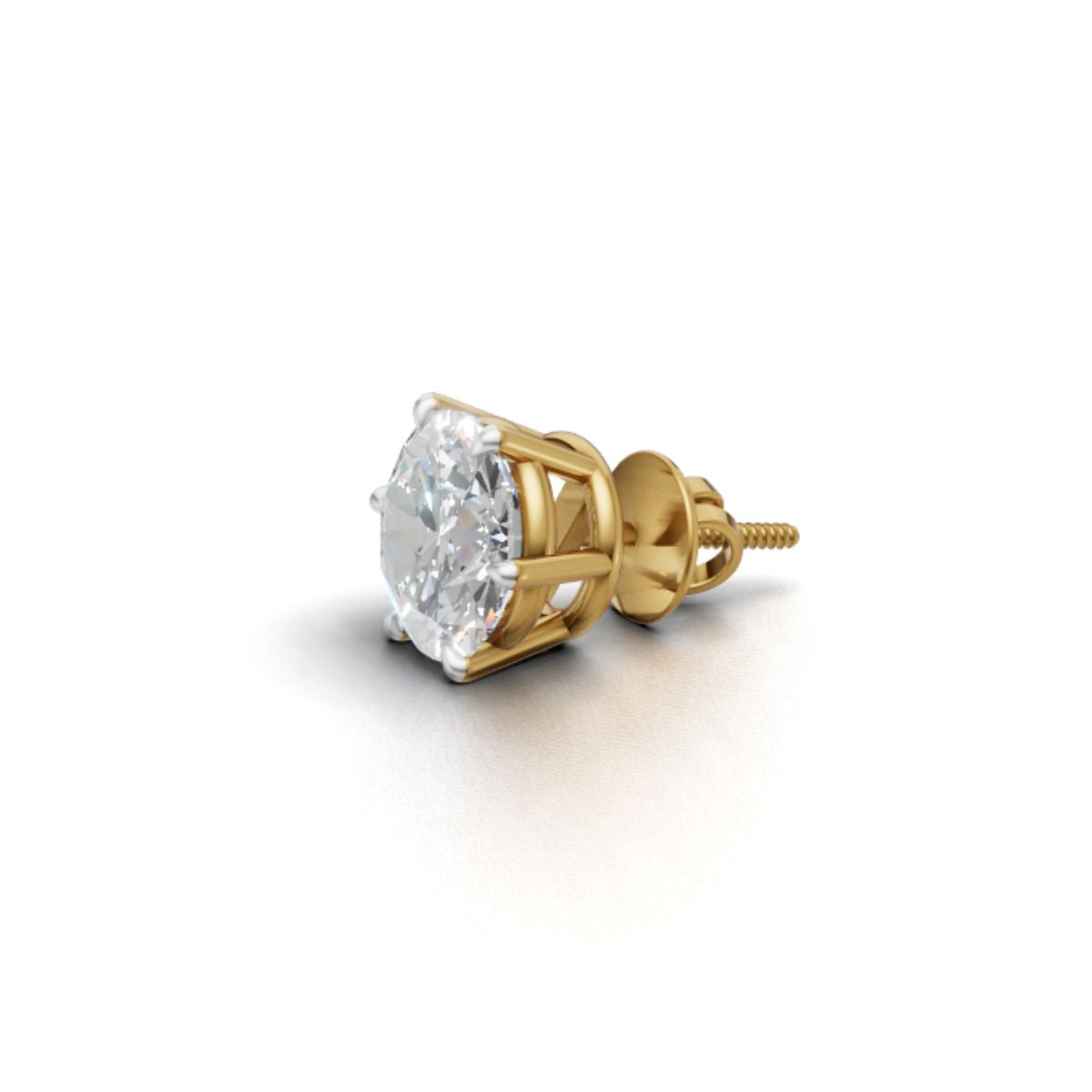 Avarta Jewellery 92.5 Sterling Silver 2 Carat Solitaire Unisex Stud Earring - Single Pcs