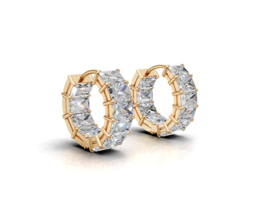 Avarta Gold Emerald cut Lab Grown Diamond Hoop Earrings