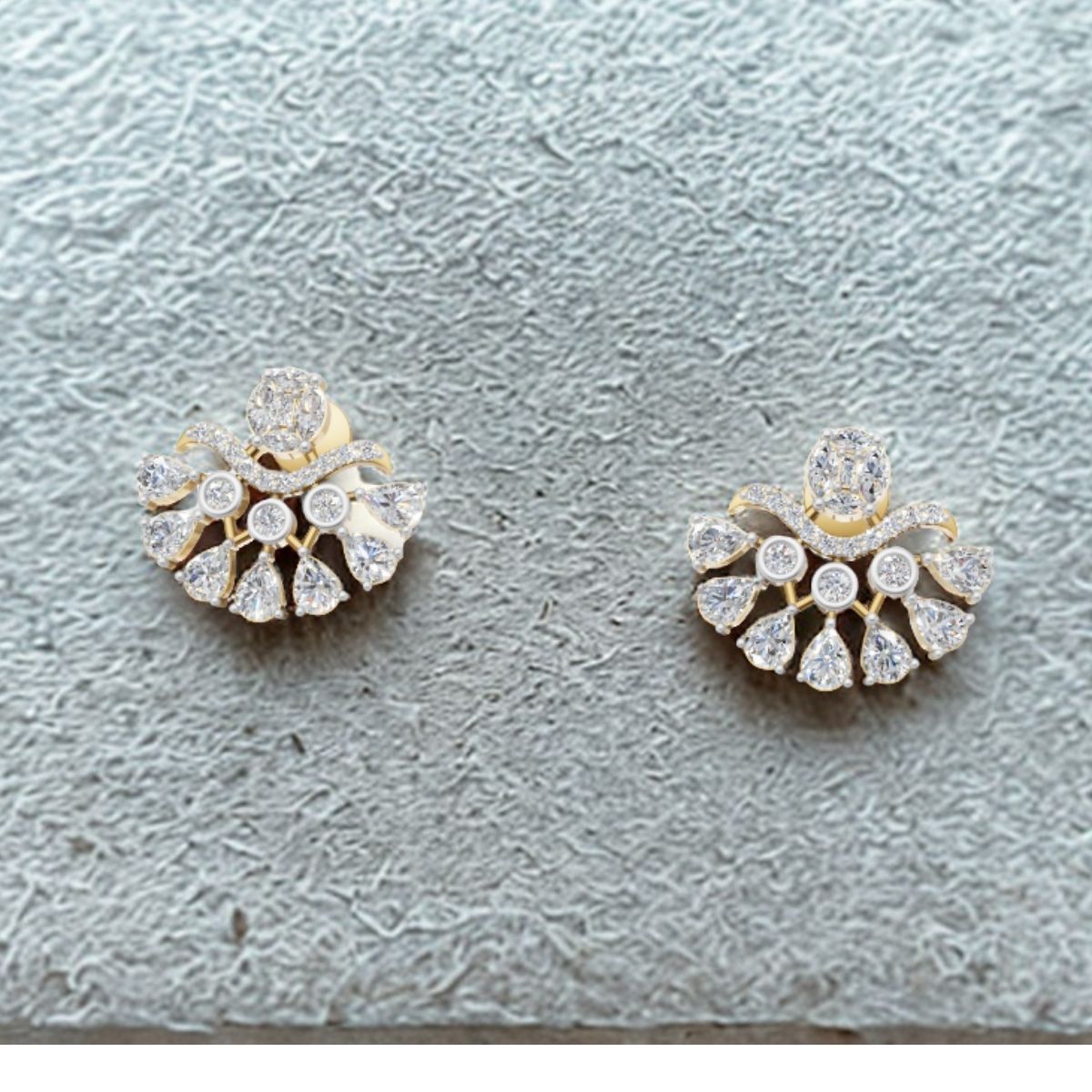 Avarta Gold Sparkle Petal Earrings With Lab Diamonds