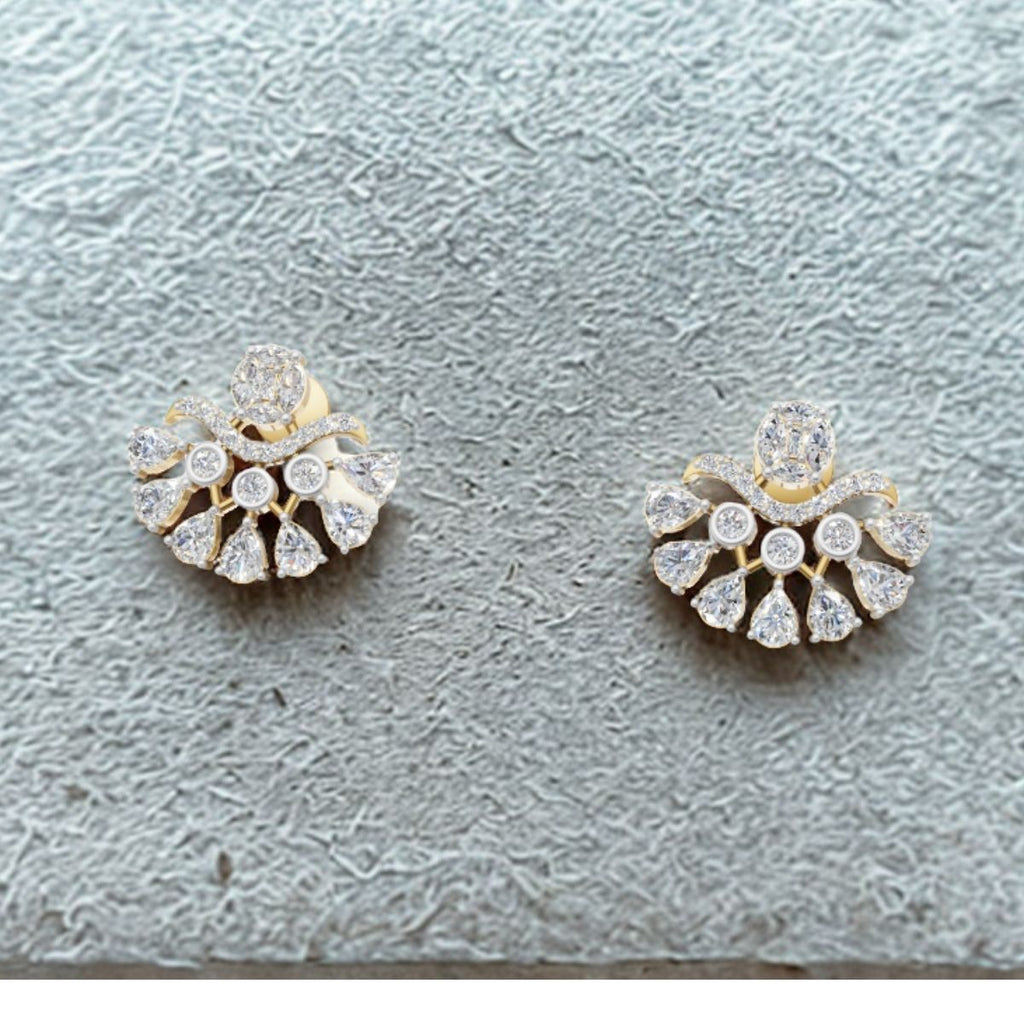 Avarta Gold Sparkle Petal Earrings With Moissanites