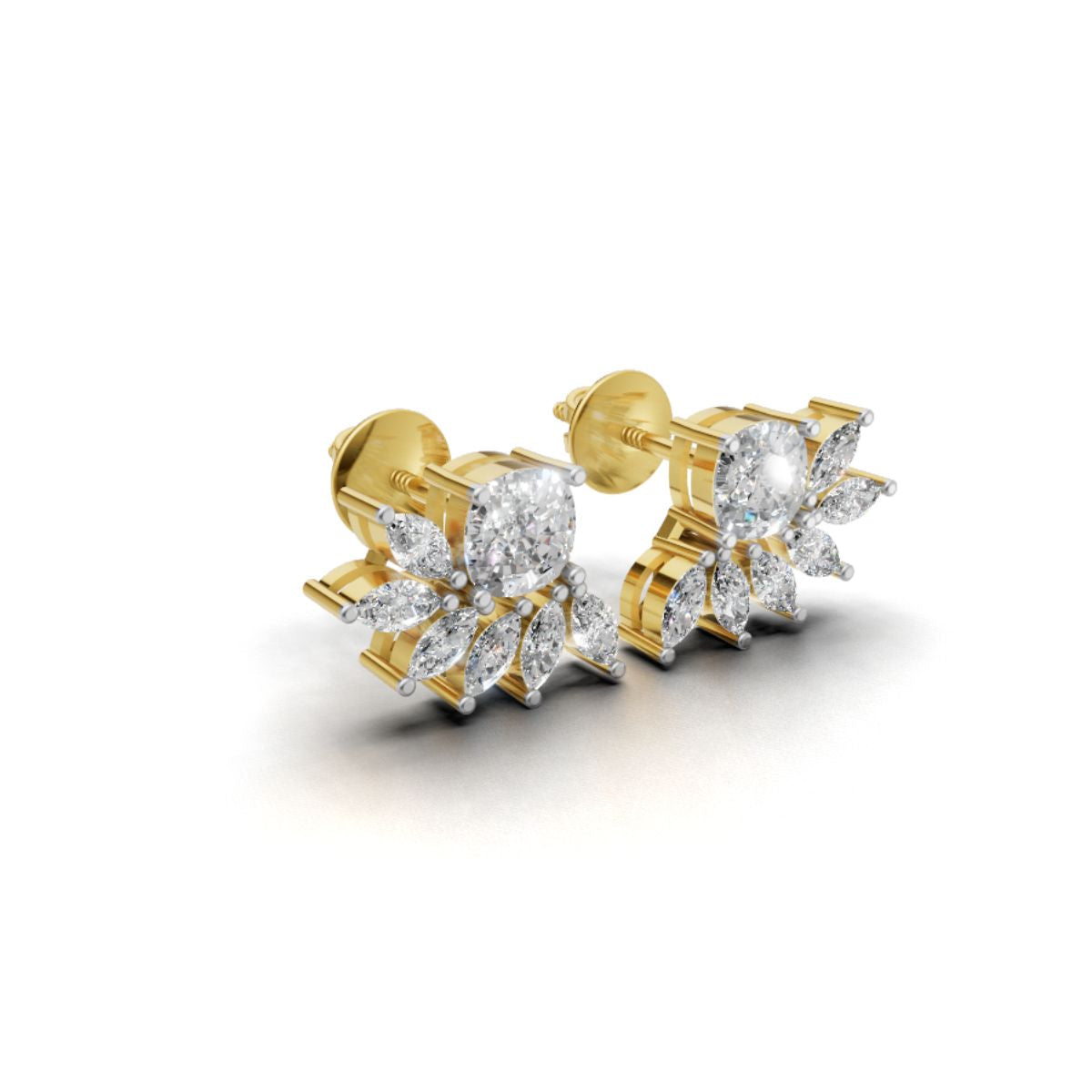 Avarta Gold Luxe Sparkle Cushion Diamond Earrings