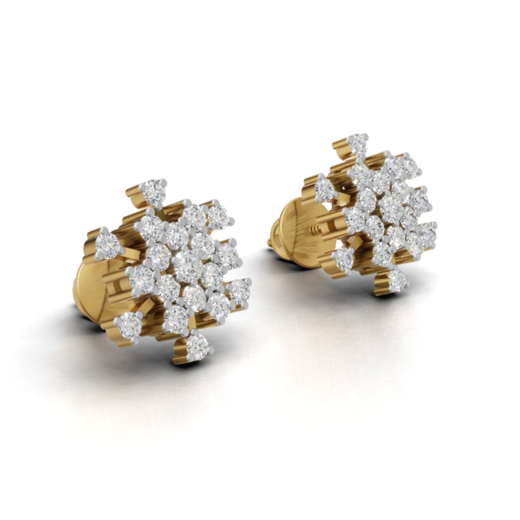 Avarta Gold Mystique Stud Earrings With Lab Diamonds