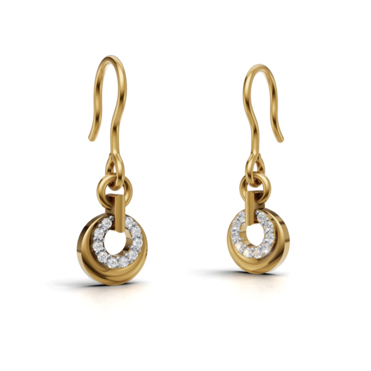 Avarta Trending Gold Dangler Earrings with Lab Grown Diamonds – Elegant Lightweight Designer Jewelry Main image