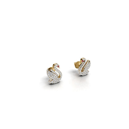 Avarta Jewellery Gold Swan Diamond Stud Earrings with Lab Diamonds