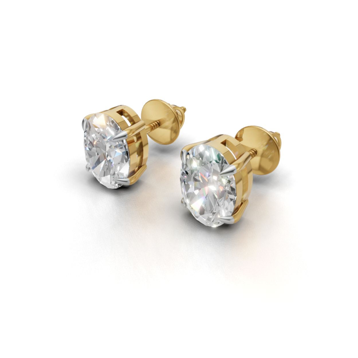 1.75 Carat Each Oval Lab Diamond Solitaires | 9K, 14K, 18K
