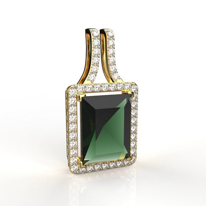 Avarta 18K Gold Moissanite Emerald Pendant Set