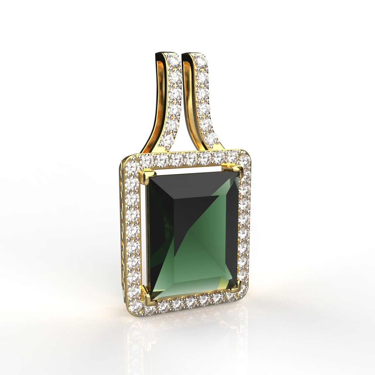 Avarta 18K Gold Certified Diamond Emerald Pendant Set