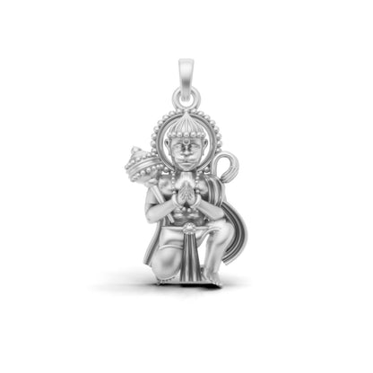 Oxidised 925 Sterling Silver Lord Hanuman Pendant with 17 Inch Silver Chain, S925 Hallmarked Spiritual Jewellery for Men, Women & Kids