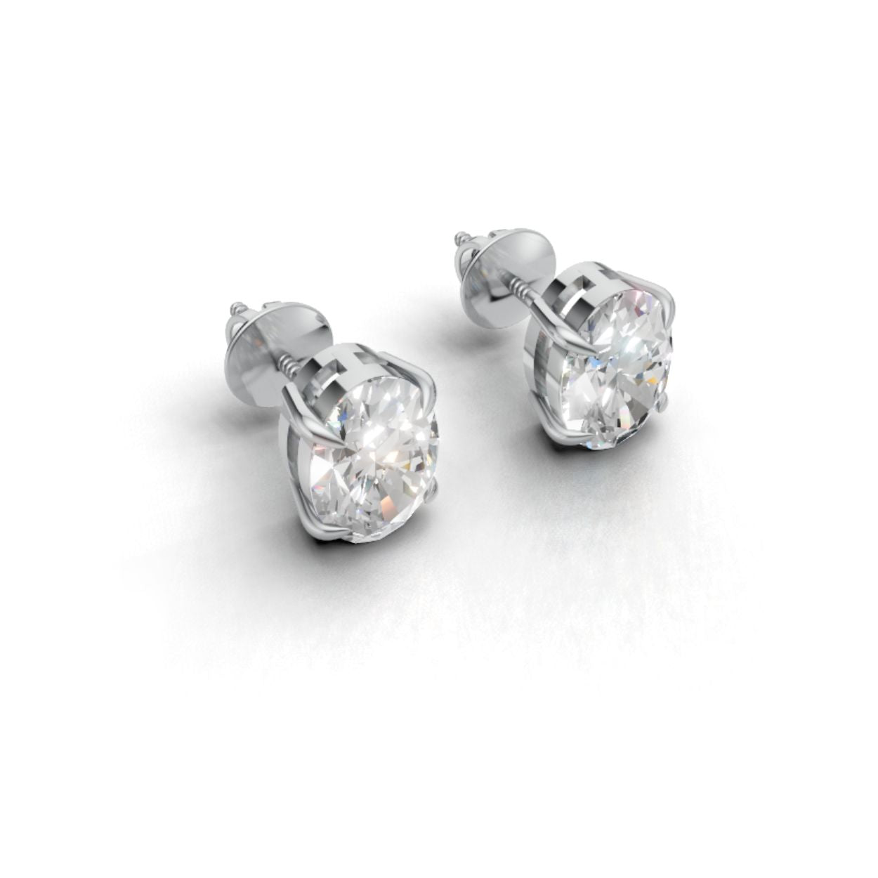 1.75 Carat Each Oval Lab Diamond Solitaires | 9K, 14K, 18K
