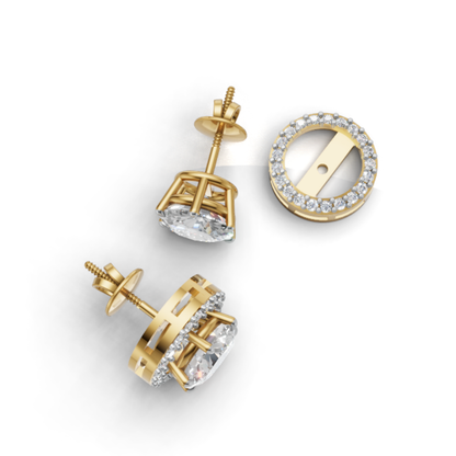 2 Carat Each Jacket Solitaire Earrings - Sterling Silver - Screw Back - 6A Grade Scircons