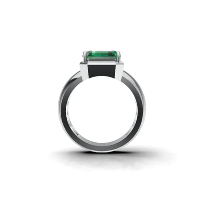 7 Carat Lab Grown Emerald Gold Ring in 14K / 18K Statement Luxury Emerald Cocktail Ring