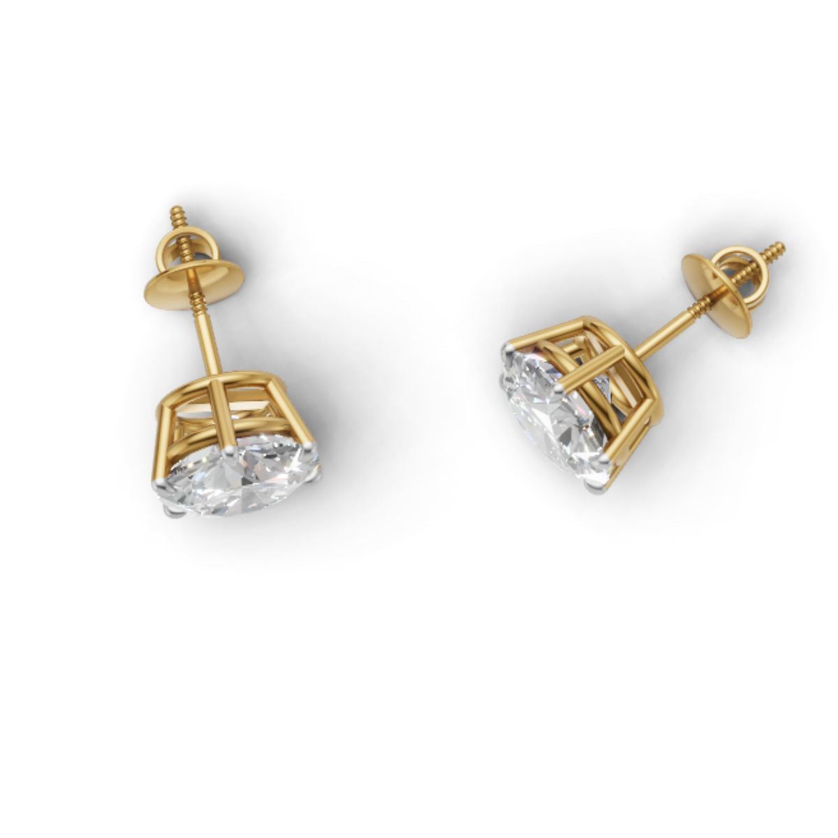 Avarta Sterling Silver 3 Carat Each Solitaire Stud Earrings