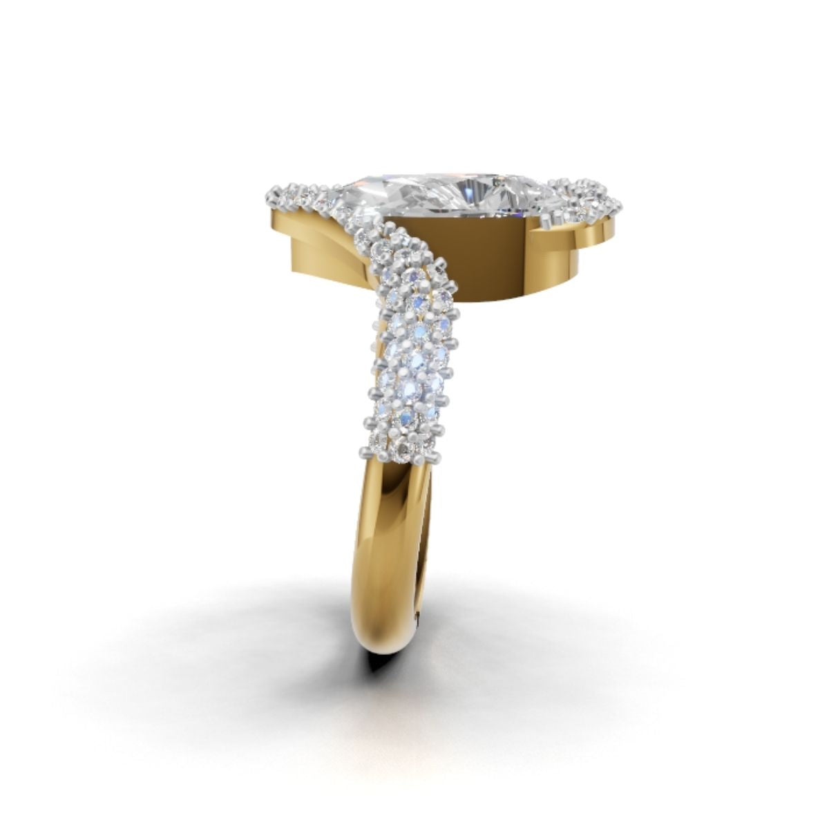 Avarta Solitaire Lab Diamond Ring in 9K-14K-18K Gold, Pear Shape Modern Design, Timeless Luxury, Unique Diamond Ring
