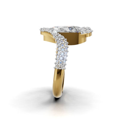 Avarta Solitaire Lab Diamond Ring in 9K-14K-18K Gold, Pear Shape Modern Design, Timeless Luxury, Unique Diamond Ring