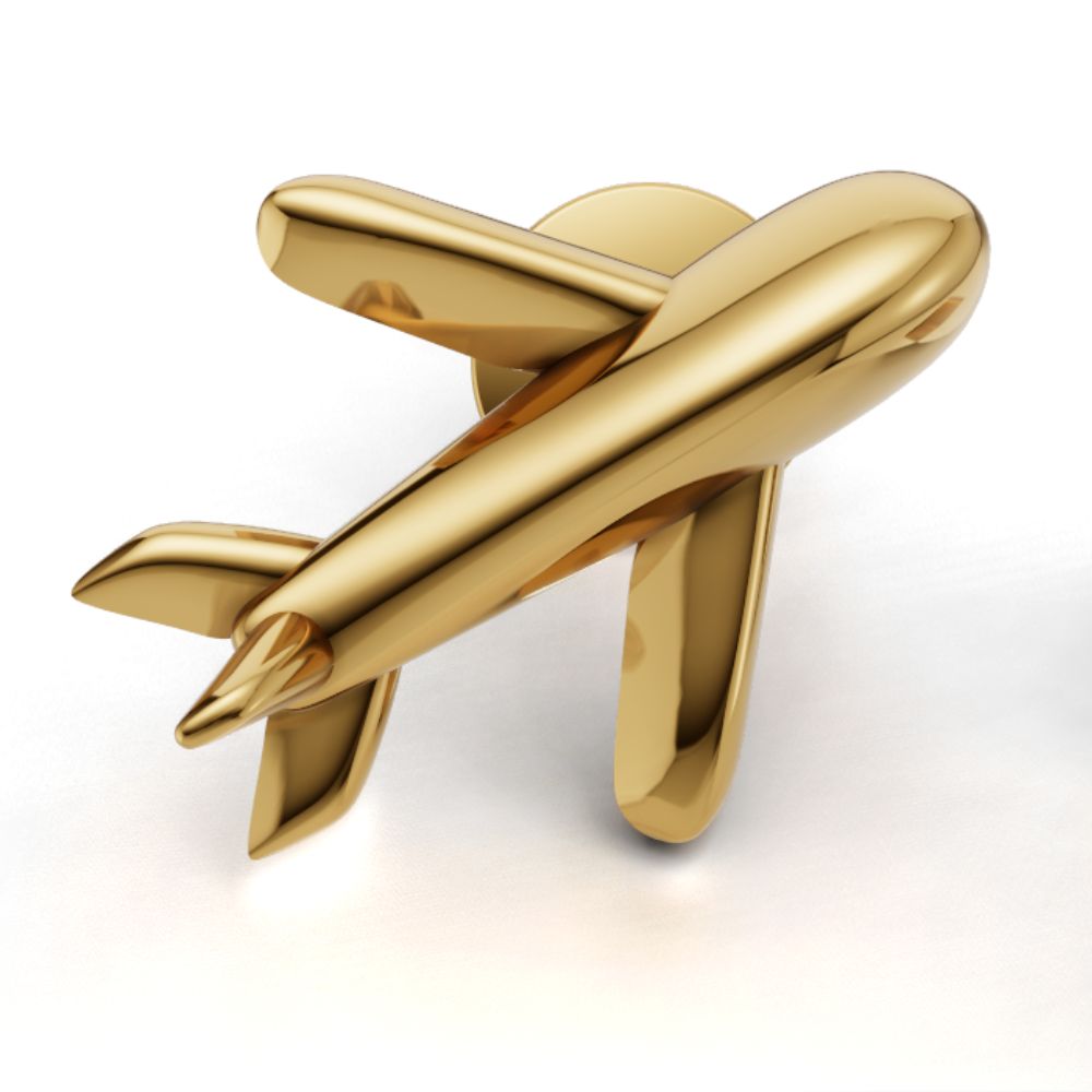 Avarta Sterling Silver Gold Plated Airplane Studs