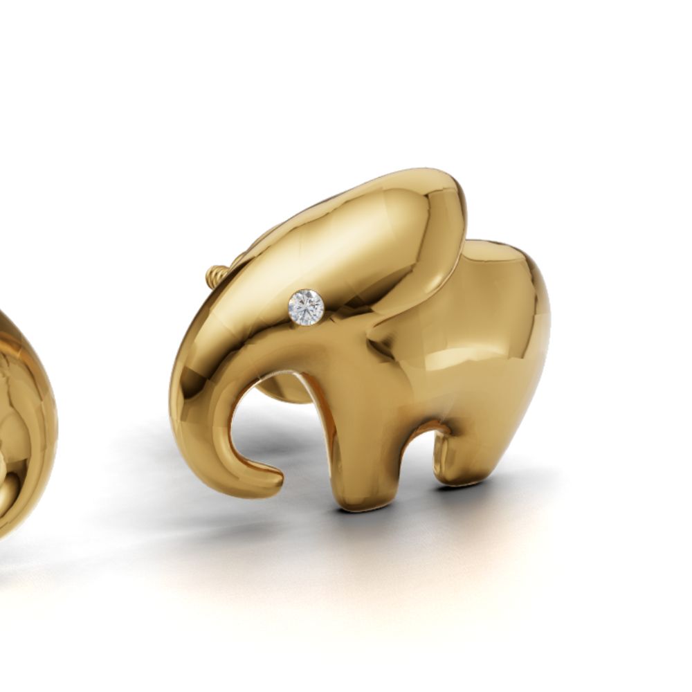 Lucky Elephant Stud Earrings | Gold Plated 925 Silver Minimal Elephant Jewelry | Good Luck Animal Earrings Gift