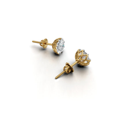 Avarta 2 Carat Each Lab Grown Diamond Solitaire Earrings | F VVS2 | Screw Back Design