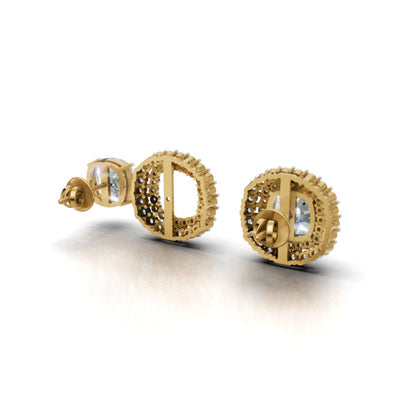 Avarta Elegance 3 Carat Each Double Halo Jacket Solitaire Studs With Moissanites
