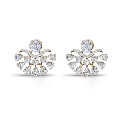 Avarta Gold Sparkle Petal Earrings With Moissanites