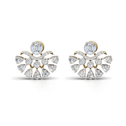 Avarta Gold Sparkle Petal Earrings With Moissanites