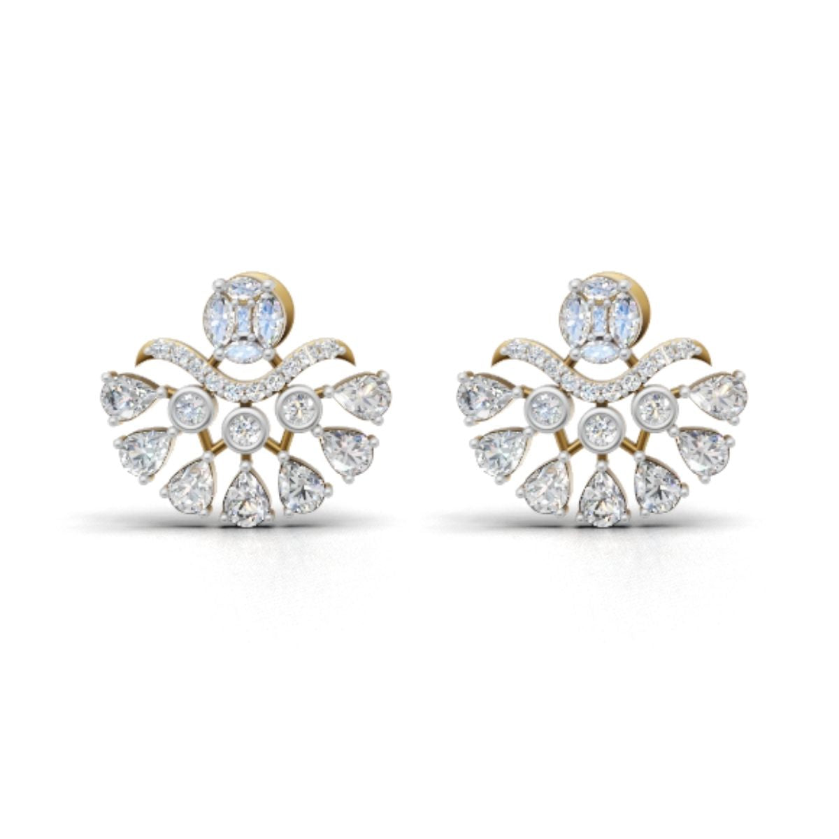 Avarta Gold Sparkle Petal Earrings With Lab Diamonds