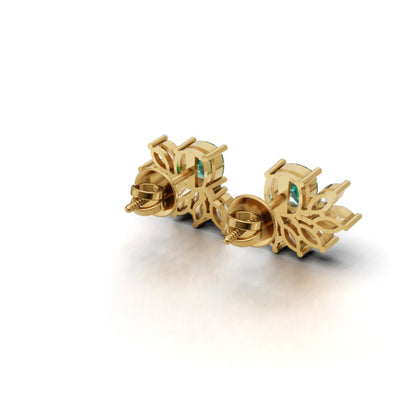 Avarta Gold Luxe Cushion Emerald Lab Diamond Earrings