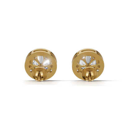 Avarta Sterling Silver 2 Carat Each Halo Solitaire Stud Earring