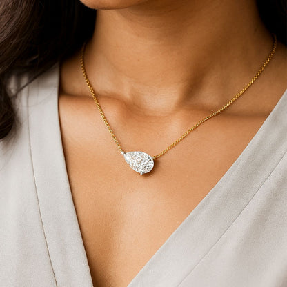 Avarta Jewellery Pear Cut 2 Carat Solitaire Pendant With chain and Lab Grown Diamond
