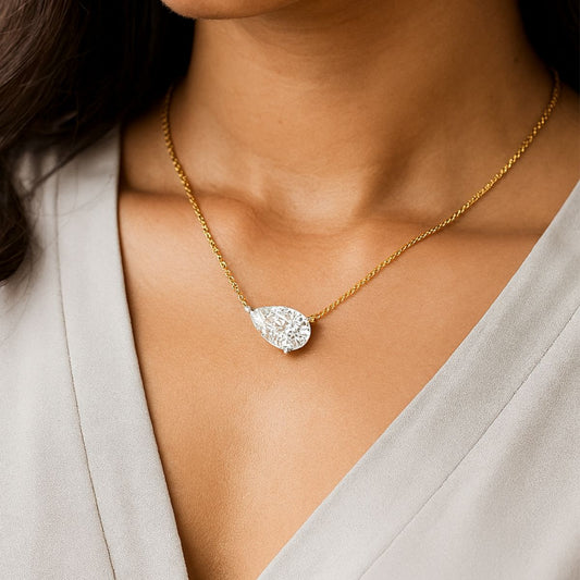 Avarta Jewellery Pear Cut 2 Carat Solitaire Pendant With chain and Lab Grown Diamond