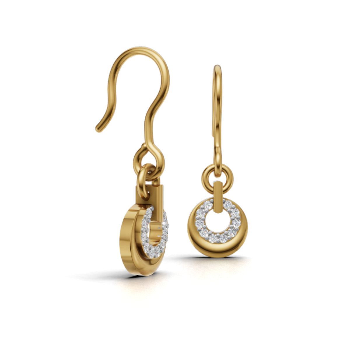 Avarta Trending Gold Dangler Earrings with Lab Grown Diamonds – Elegant Lightweight Designer Jewelry