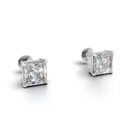 New Arrival Avarta Jewellery 925 Silver 2 Carat Princess Cut Unisex Solitaire Stud Earrings – Affordable High-End Jewelry
