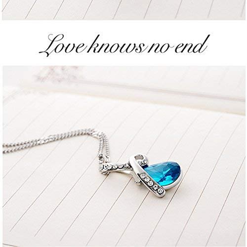 Blue Swarovski Crystal Pendant Necklace for Girls & Ladies – Lightweight Silver Necklace for Glamorous Evenings