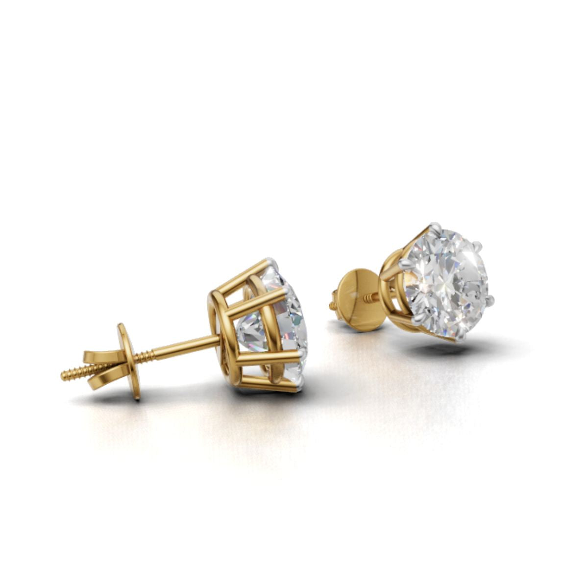 Avarta Sterling Silver 3 Carat Each Solitaire Stud Earrings