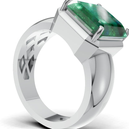 7 Carat Lab Grown Emerald Gold Ring in 14K / 18K Statement Luxury Emerald Cocktail Ring