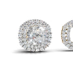 Avarta Elegance 3 Carat Each Double Halo Jacket Solitaire Studs With Moissanites