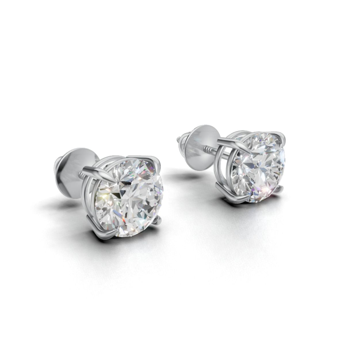 Avarta Sterling Silver 2 Carat Each Stud Earrings