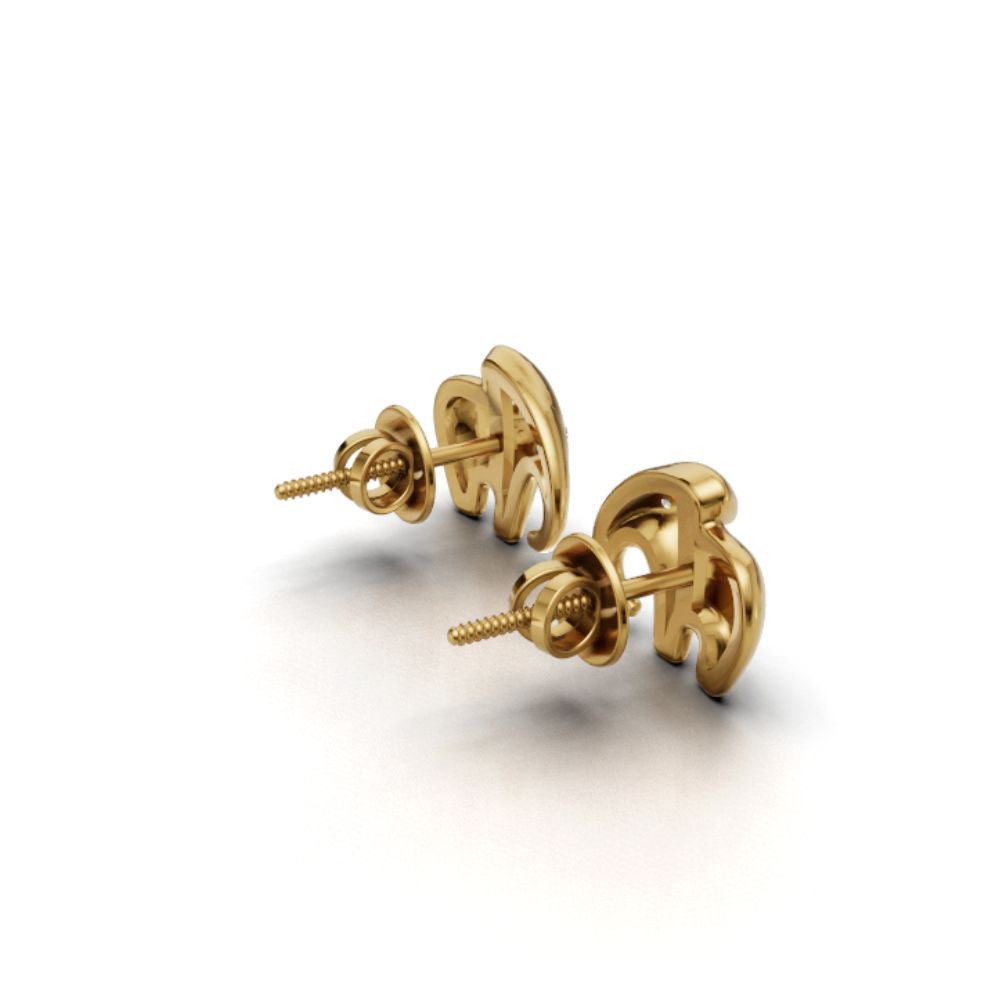 Lucky Elephant Stud Earrings | Gold Plated 925 Silver Minimal Elephant Jewelry | Good Luck Animal Earrings Gift