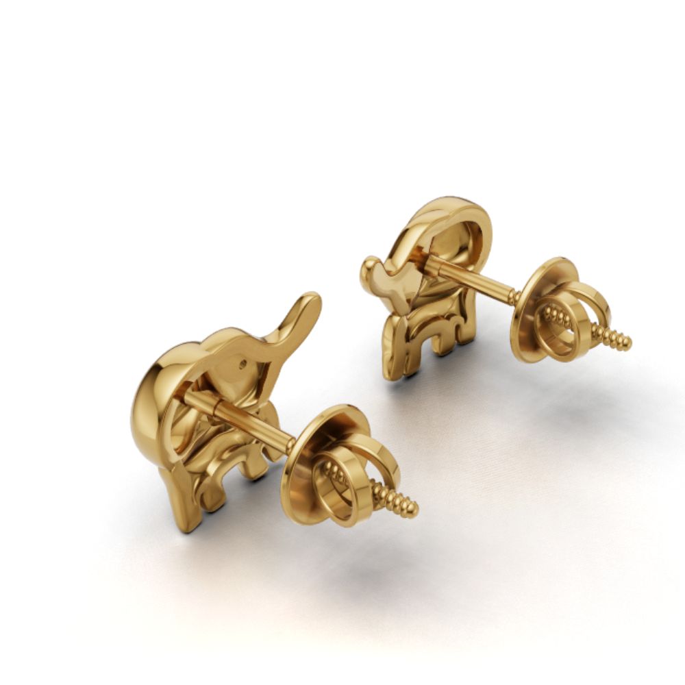 Symbol of Luck Elephant Stud Earrings | Gold Plated 925 Silver Minimal Animal Earrings | Vastu Animal Earrings Gift