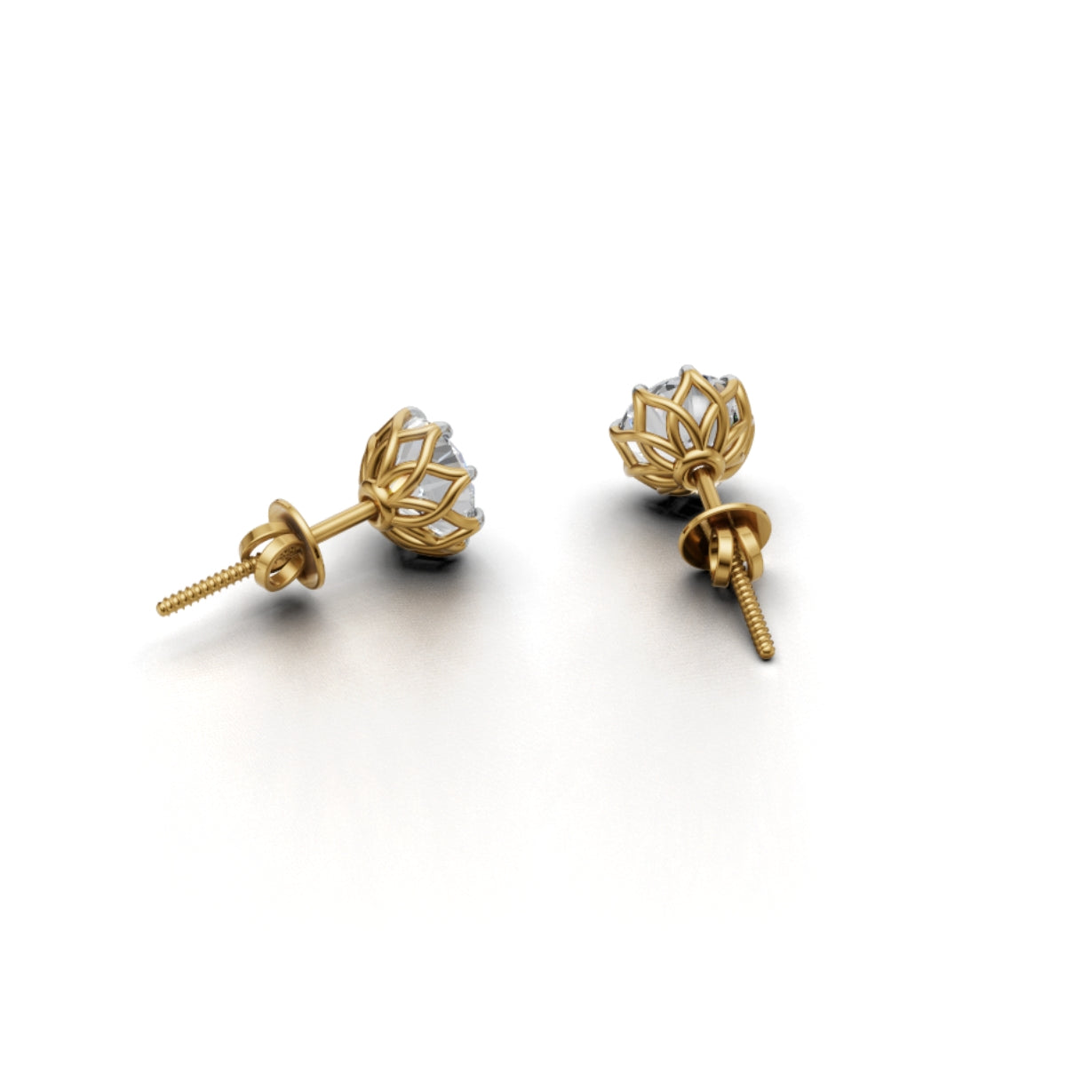 Avarta 2 Carat Each Lab Grown Diamond Solitaire Earrings | F VVS2 | Screw Back Design