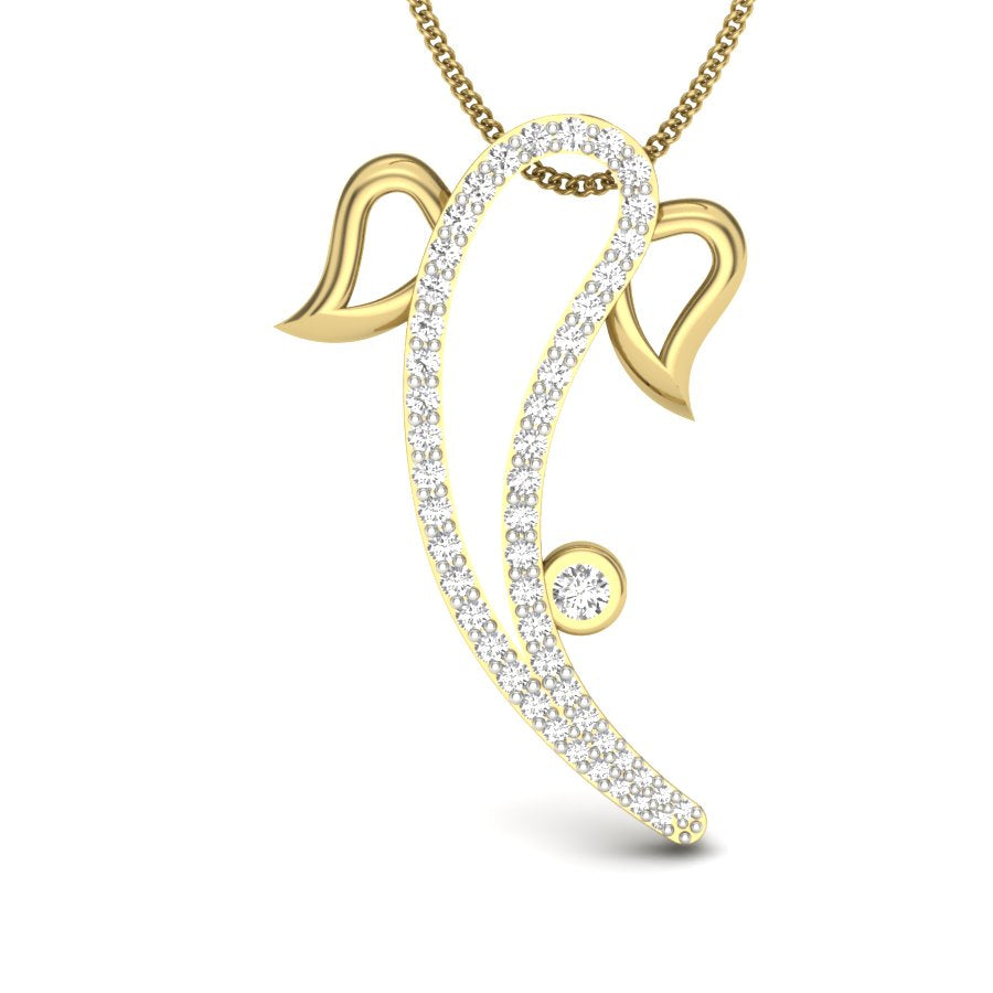 Minimal Lord Ganesha Diamond Pendant 9K 14K 18K Gold Lab Grown Modern Spiritual Luxury Jewelry Gift