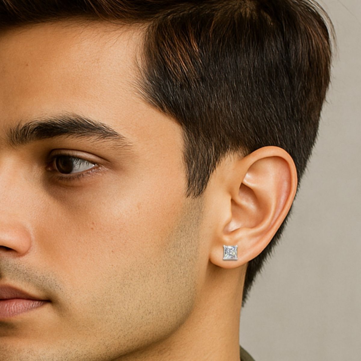 Avarta Jewellery Gold 1.50 Carat Each Princess Cut Lab Diamond Stud Earrings